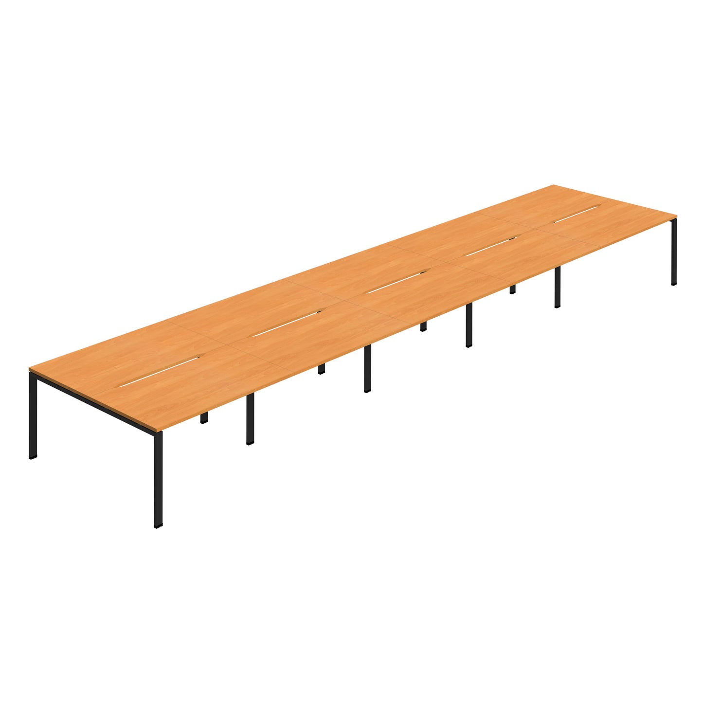 Synergy|10P Bench Desk|Cut Out|Goal Post|1400x800|Beech-Black