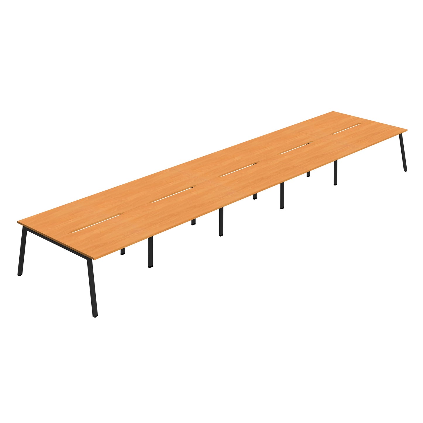 Synergy|10P Bench Desk|Cut Out|A-Frame|1600x800|Beech-Black