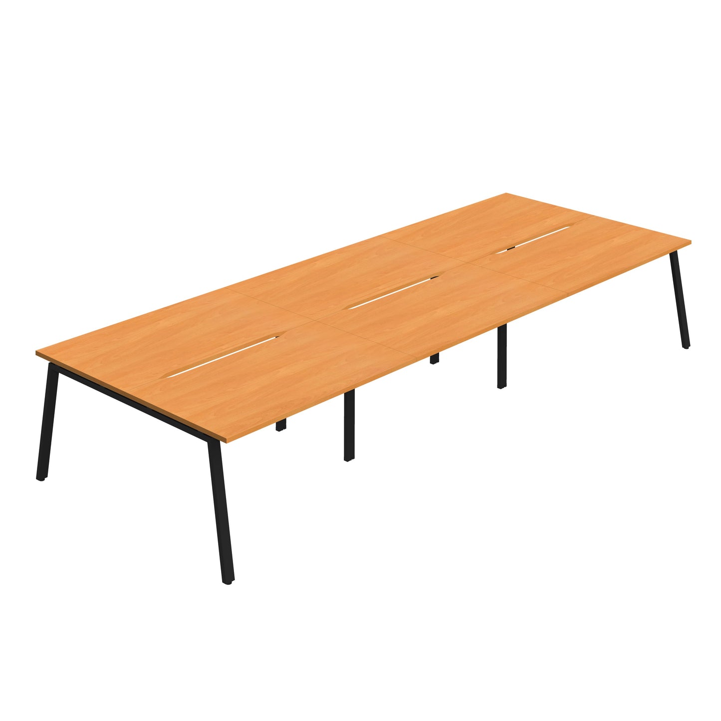 Synergy|6P Bench Desk|Cut Out|A-Frame|1600X800|Beech-Black