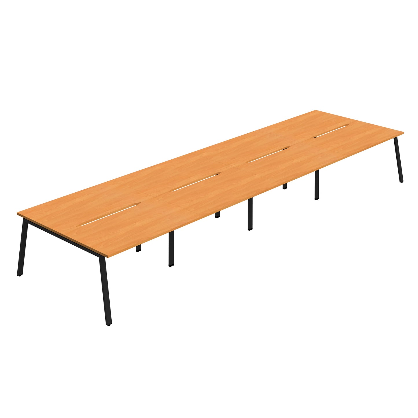 Synergy|8P Bench Desk|Cut Out|A-Frame|1600X800|Beech-Black
