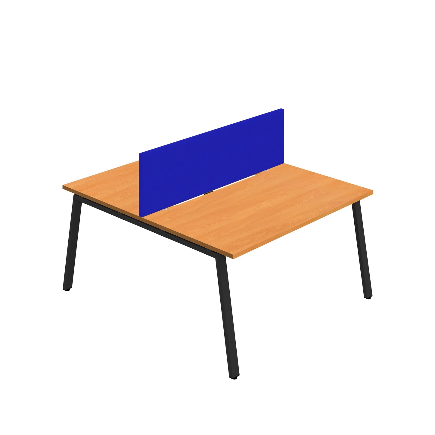 Synergy|2P Bench Desk|Cut Out|A-Frame|1600X800|Beech-Black|Royal Blue Screen