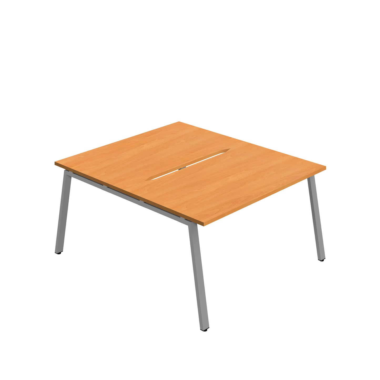 Synergy|2P Bench Desk|Cut Out|A-Frame|1600X800|Beech-Silver