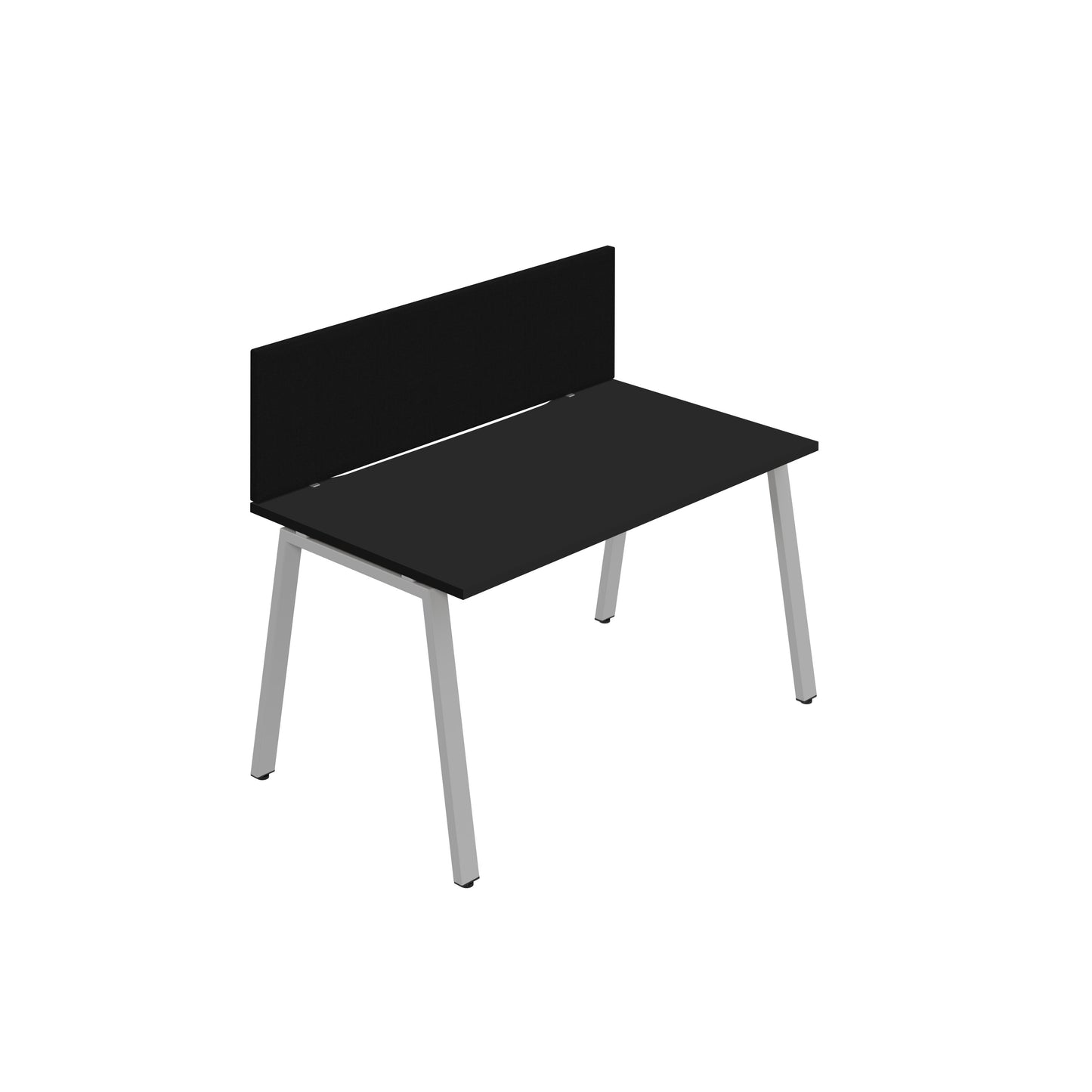 Synergy|1SP Bench Desk|Cut Out|A-Frame|1600X800|Black-Silver|Black Screen