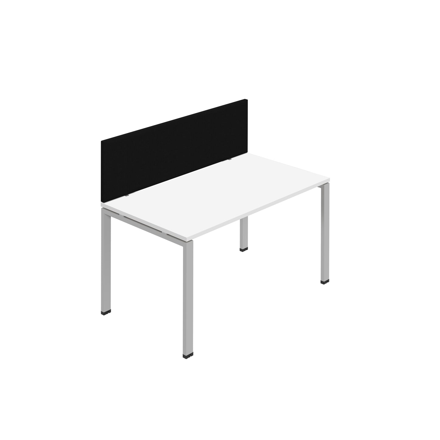 Synergy|1SP Bench Desk|Cut Out|Goal Post|1600X800|White-Silver|Black Screen
