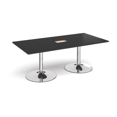 Trumpet base rectangular power ready boardroom table - TB20-CO-C-BK
