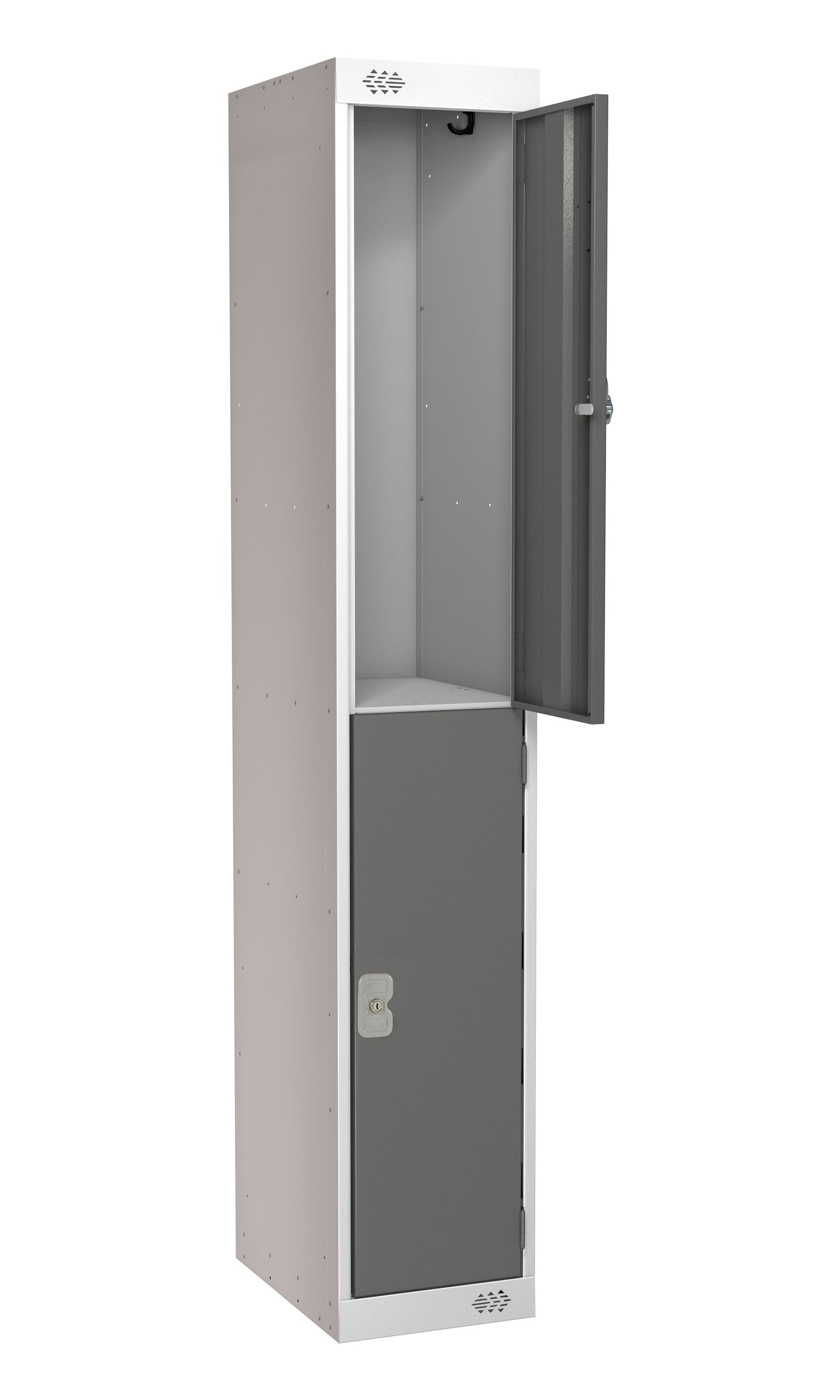Steel Locker with Coloured Door|2 Door|300x300x1800|Dark Grey