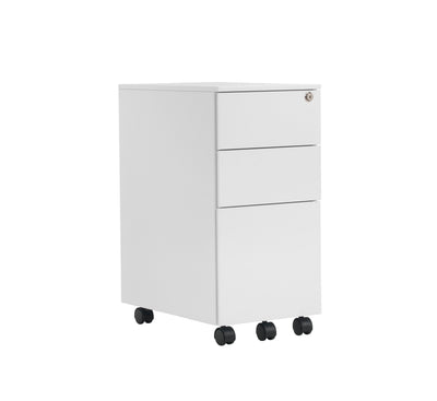 Talos|3 Drawer|Steel|Mobile|Slimline|Pedestal |300x470x615|White