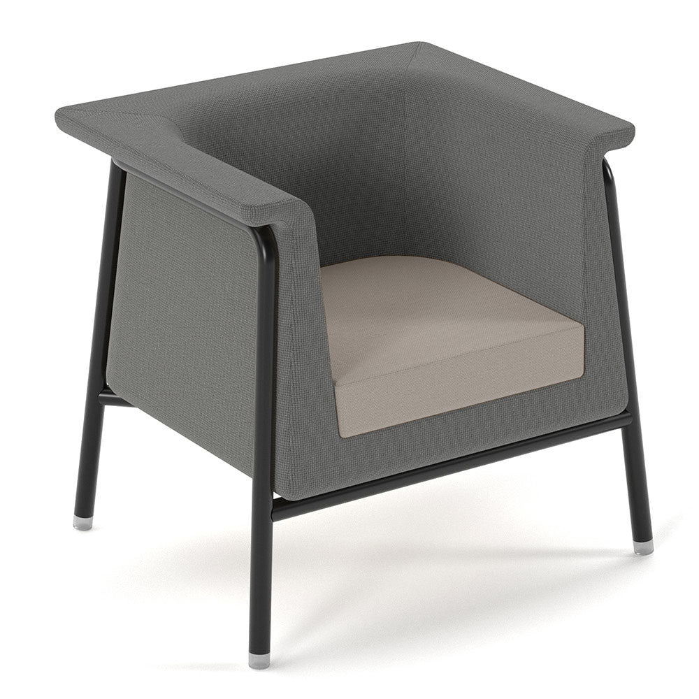 Addison single seater armchair with black metal frame and legs- made to order