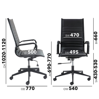 Bari high back executive chair black frame