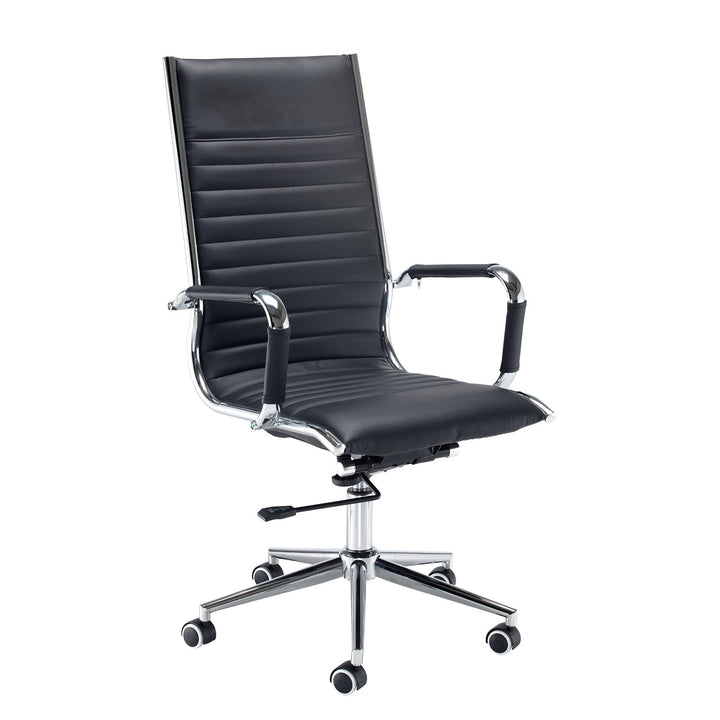 Bari High Back Executive Office Chair – Black Faux Leather