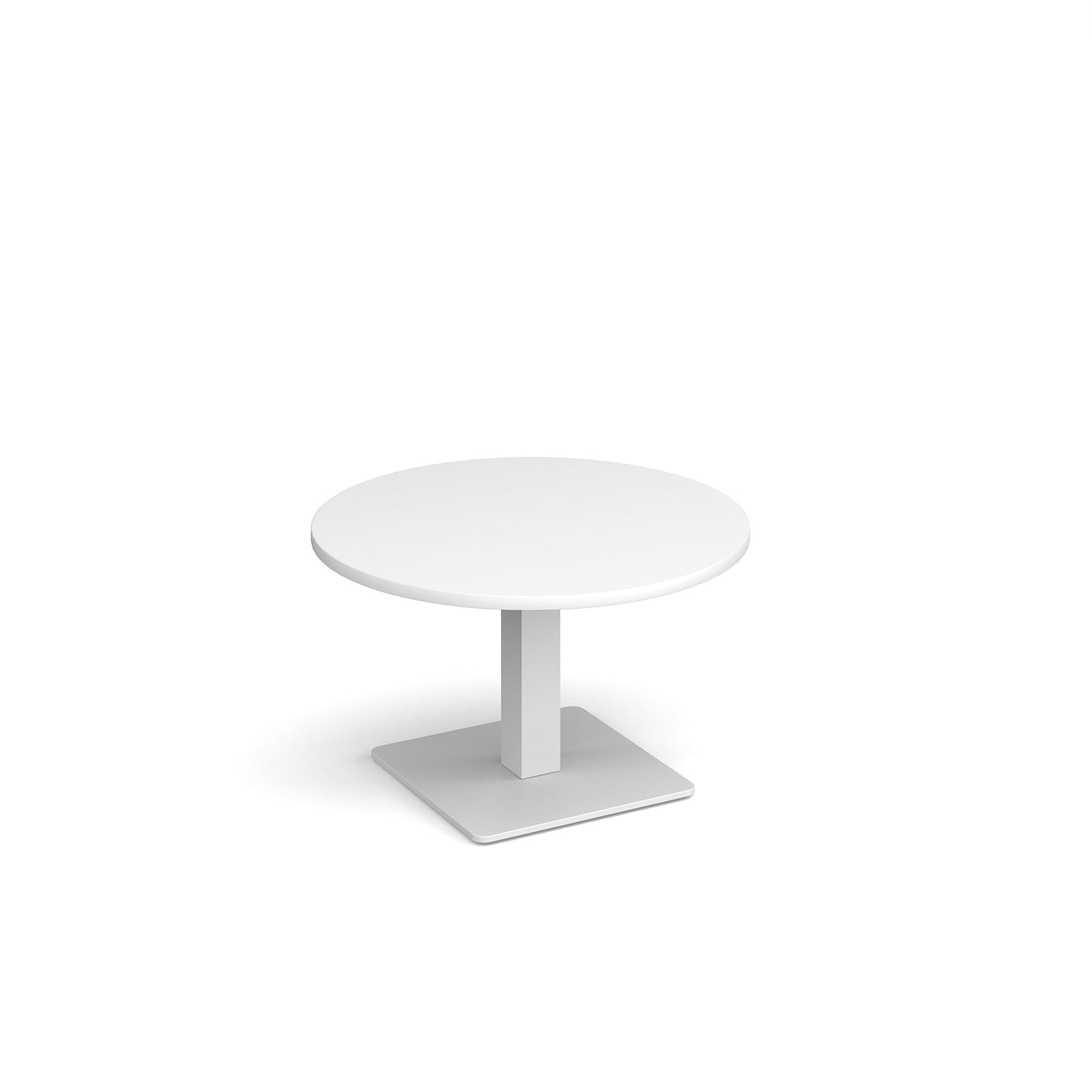 Brescia circular coffee table with flat square base - BCC800-WH-WH