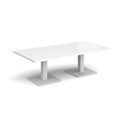 Brescia rectangular coffee table with square bases - BCR1600-WH-WH