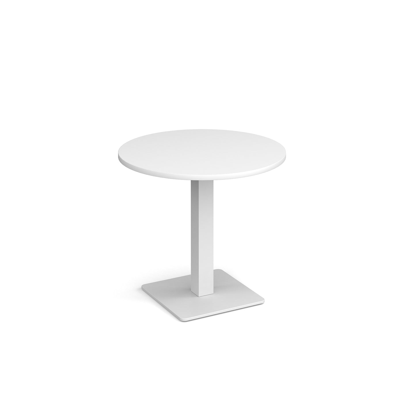 Brescia circular dining table with flat square base - BDC800-WH-WH