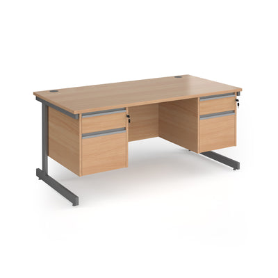 Contract 25 cantilever leg straight desk with 2 and 2 drawer peds - CC16S22-G-B