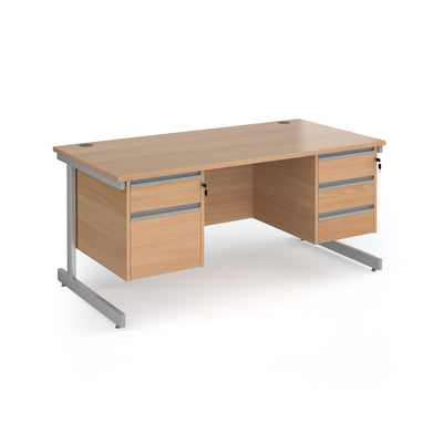 Contract 25 cantilever leg straight desk with 2 and 3 drawer peds - CC16S23-S-B