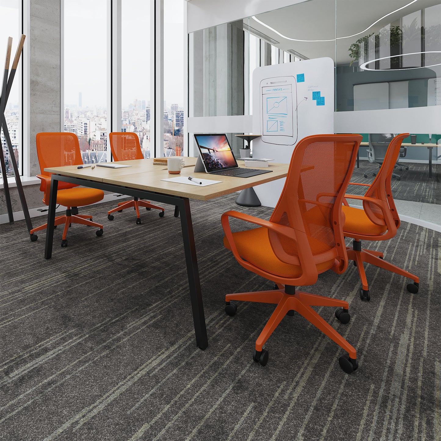 Connex Plus Angled Frame Triple Back to Back Desks