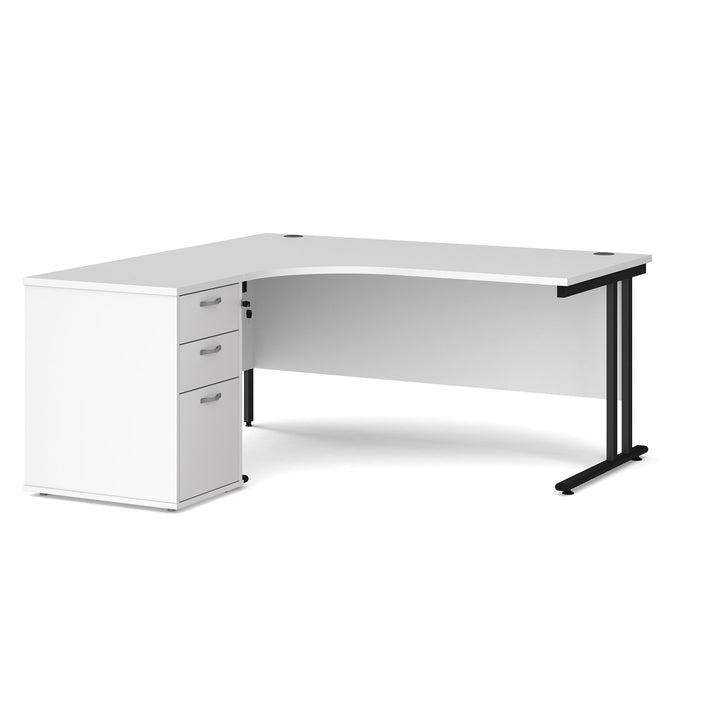 Maestro 25 Left Hand Ergonomic Office Desk – Cantilever Workstation with Desk High Pedestal – Available in Multiple Sizes & Colours