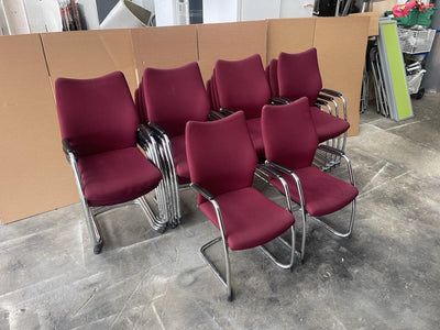 Executive Red Cantilever Frame Stackable Chairs - 140 Available - Can Delivery