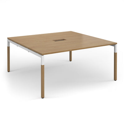 Connex Plus Goal Post rectangular boardroom table power ready - GWBT1616-CO-WH-O
