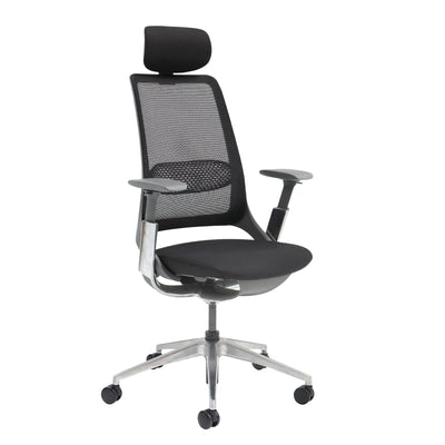 Holden mesh back operator chair with black fabric seat and headrest - HOL300T1-K
