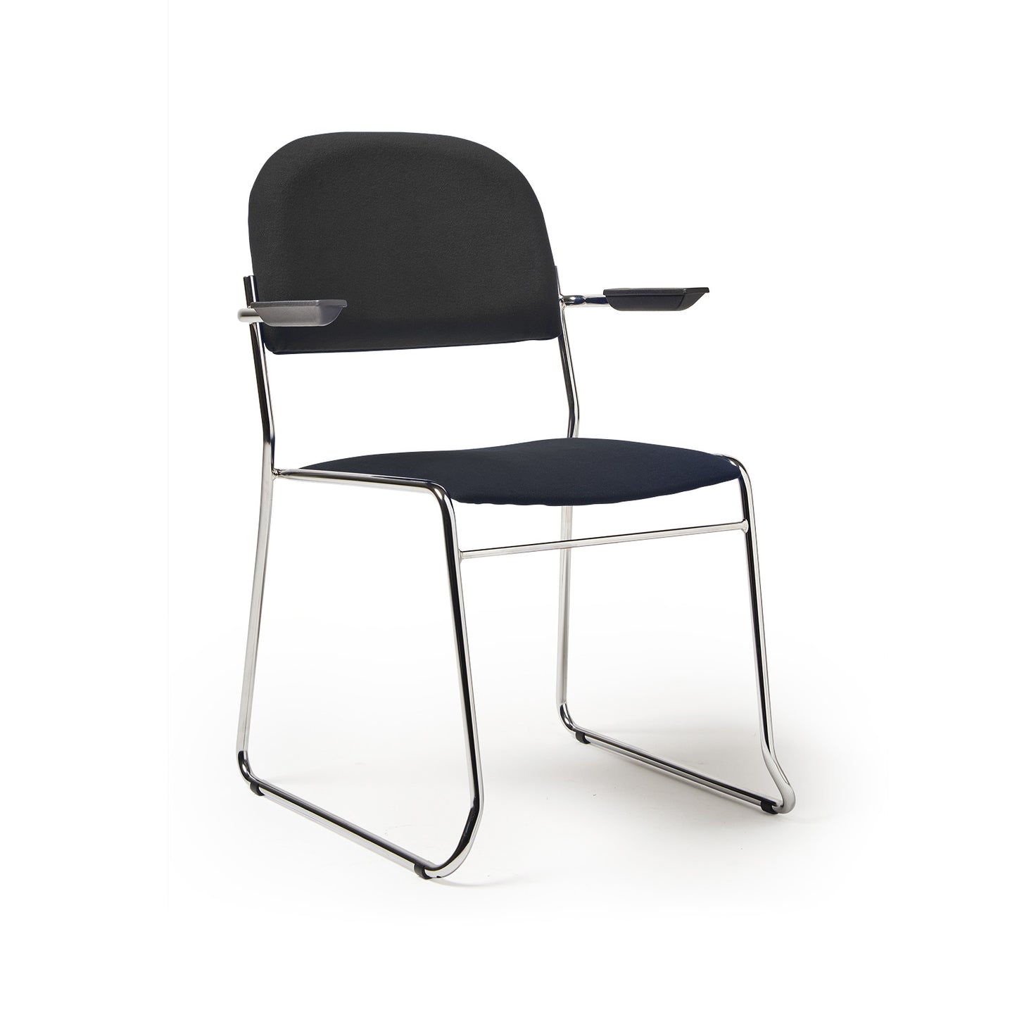 Multipurpose fabric stacking chair with chrome frame - Black - JIV301C-K