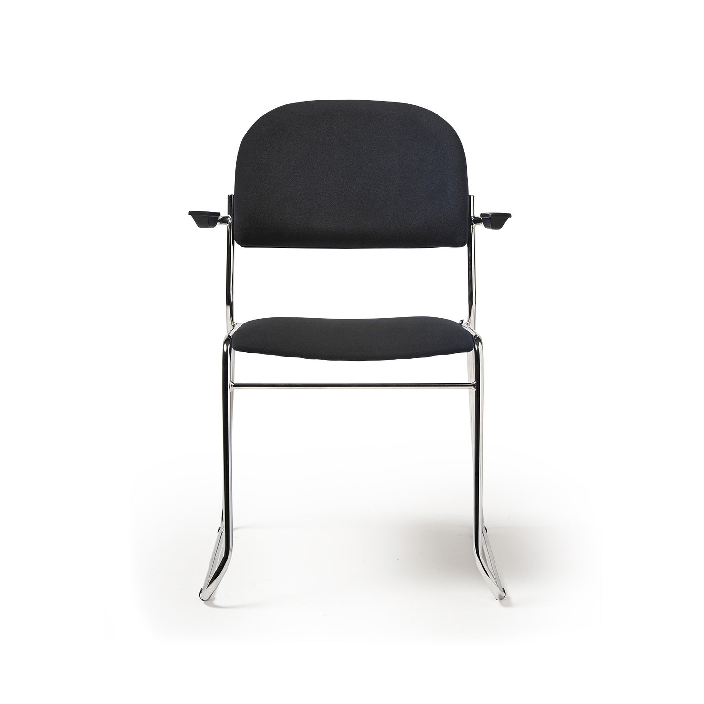 Multipurpose fabric stacking chair with chrome frame - Black