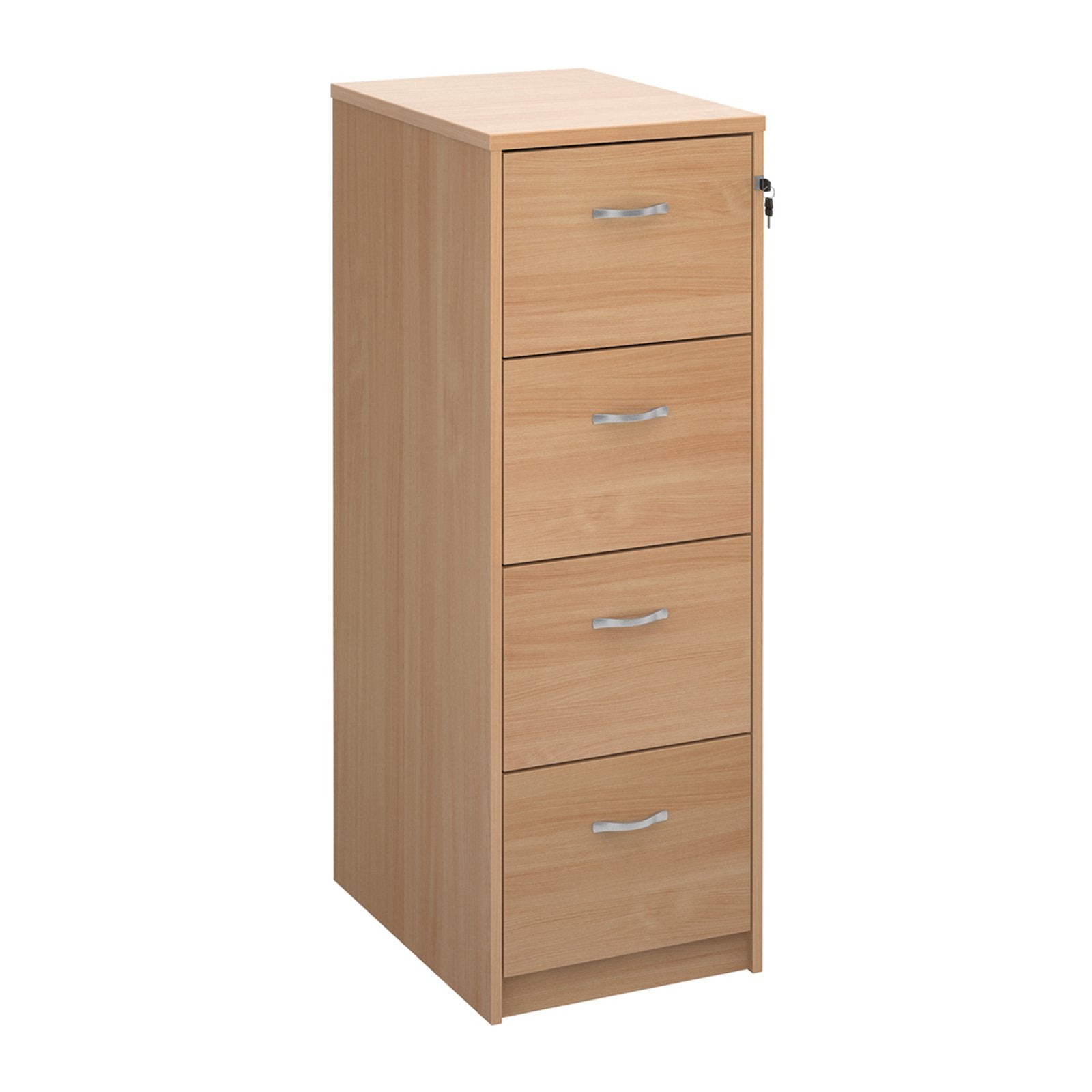 Wooden Filing Cabinet With Silver Handles - 4 Drawer - Walnut