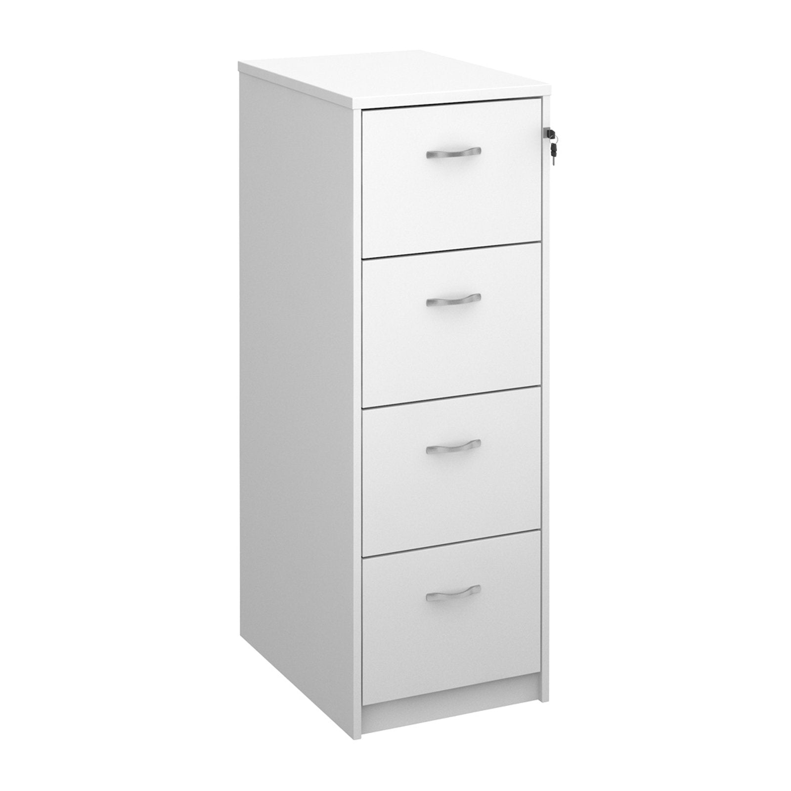 Wooden Filing Cabinet With Silver Handles - 4 Drawer - Grey Oak