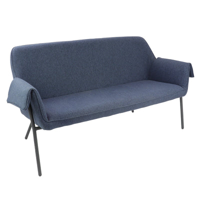 Liana two seater sofa with black metal frame - Mid-Blue - LIA02-MB
