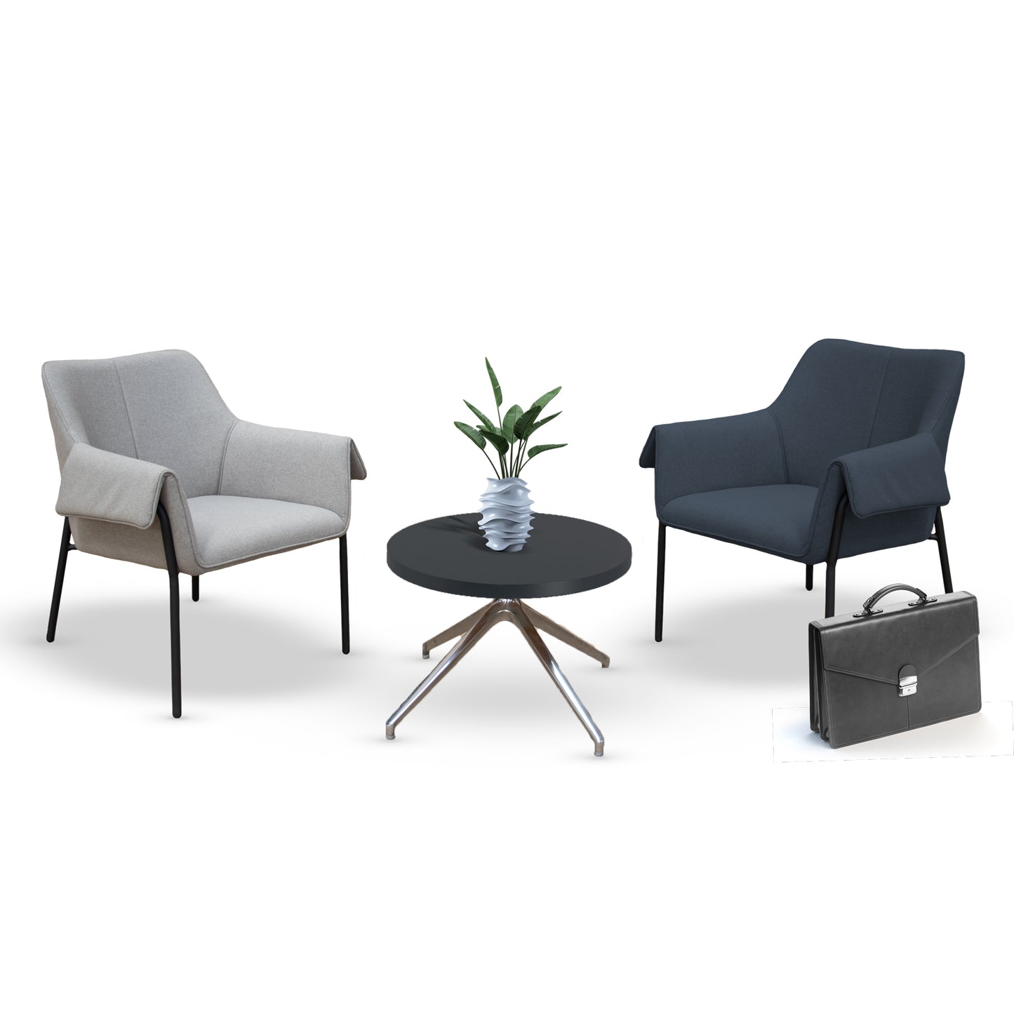 Liana two seater sofa with black metal frame - Light Grey