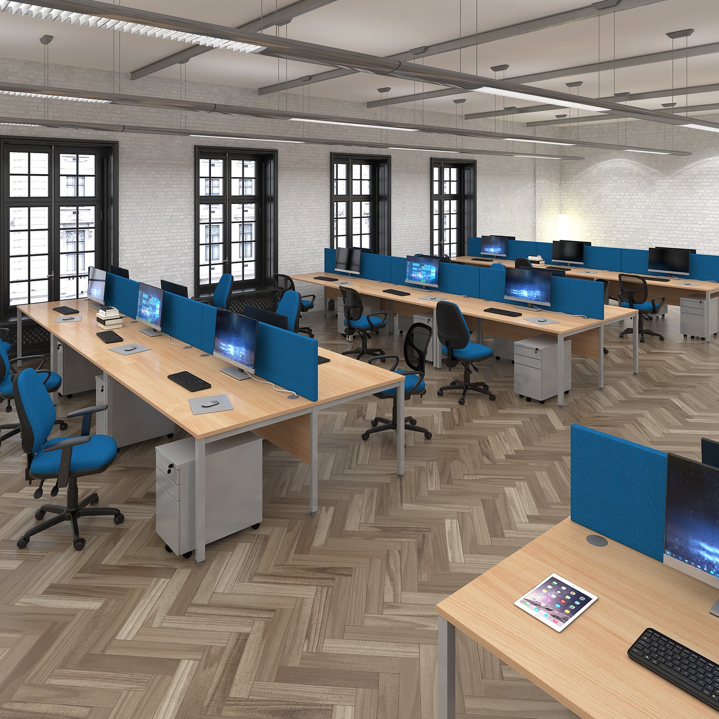 Maestro 25 bench back to back wave desks