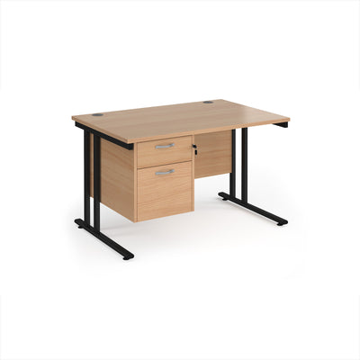 Maestro 25 cantilever 800mm deep desk with 2 drawer ped - MC12P2KB