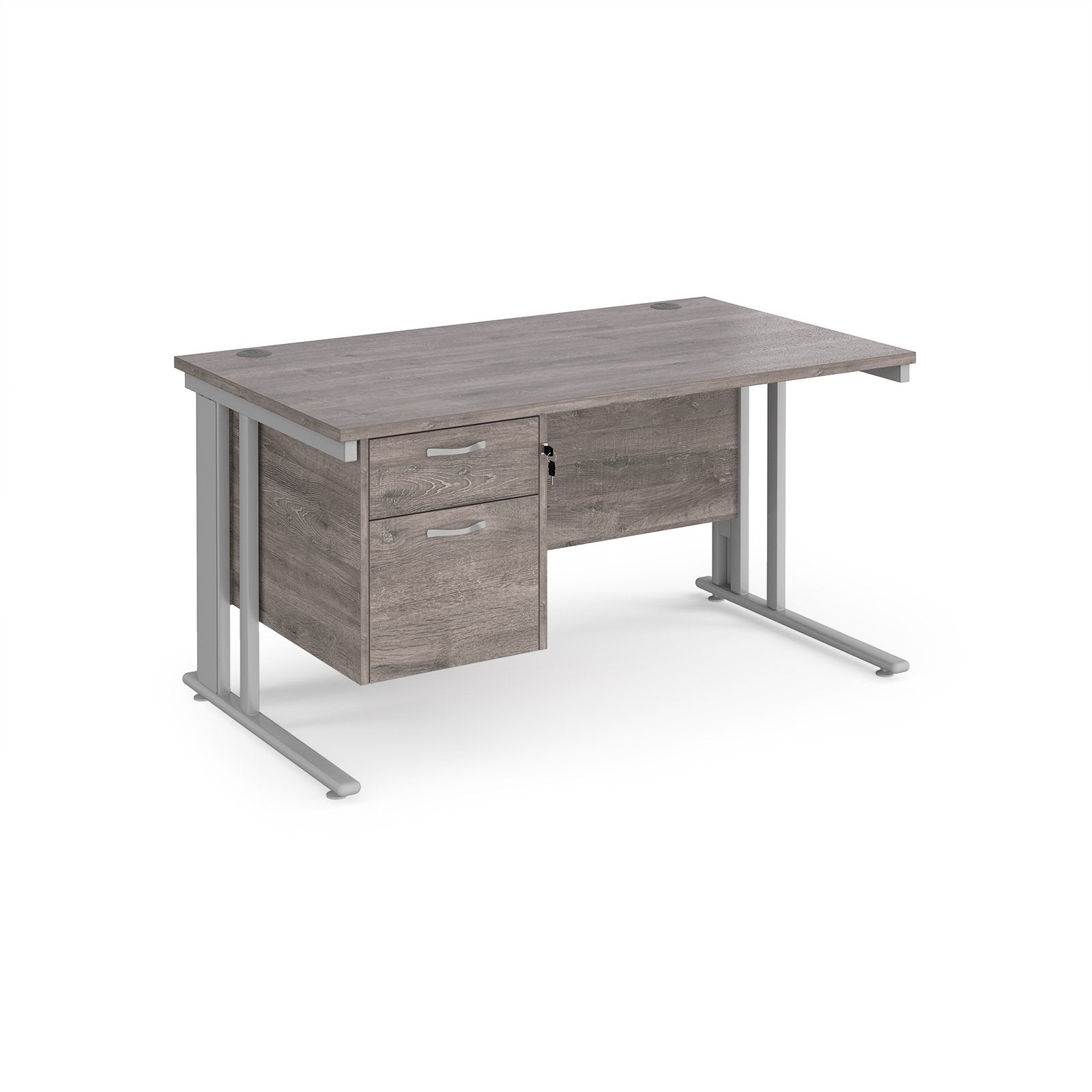 Maestro 25 cable managed 800mm deep desk with 2 drawer ped - Grey Oak