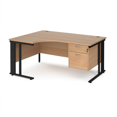 Maestro 25 cable managed left hand ergonomic desk with 2 drawer ped - MCM16ELP2KB