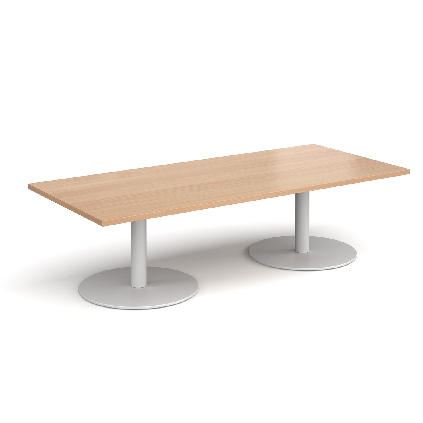 Monza rectangular coffee table with flat round bases - MCR1800-WH-B