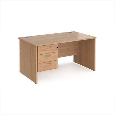 Maestro 25 panel end 800mm deep desk with 3 drawer ped - MP14P3B