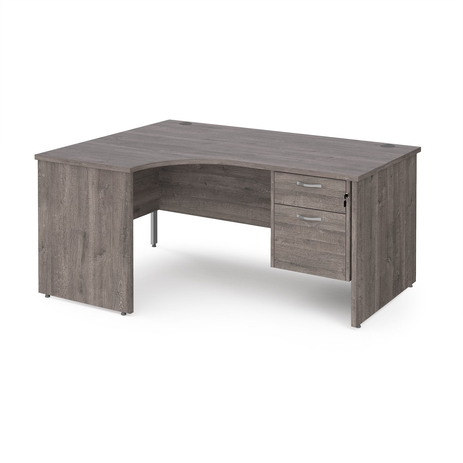 Maestro 25 panel end left hand ergonomic corner desk with 2 drawer ped