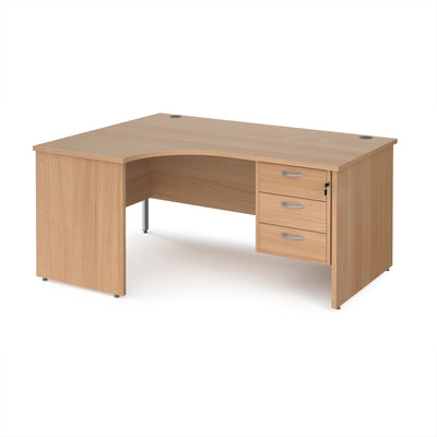 Maestro 25 panel end left hand ergonomic desk with 3 drawer ped - MP16ELP3B
