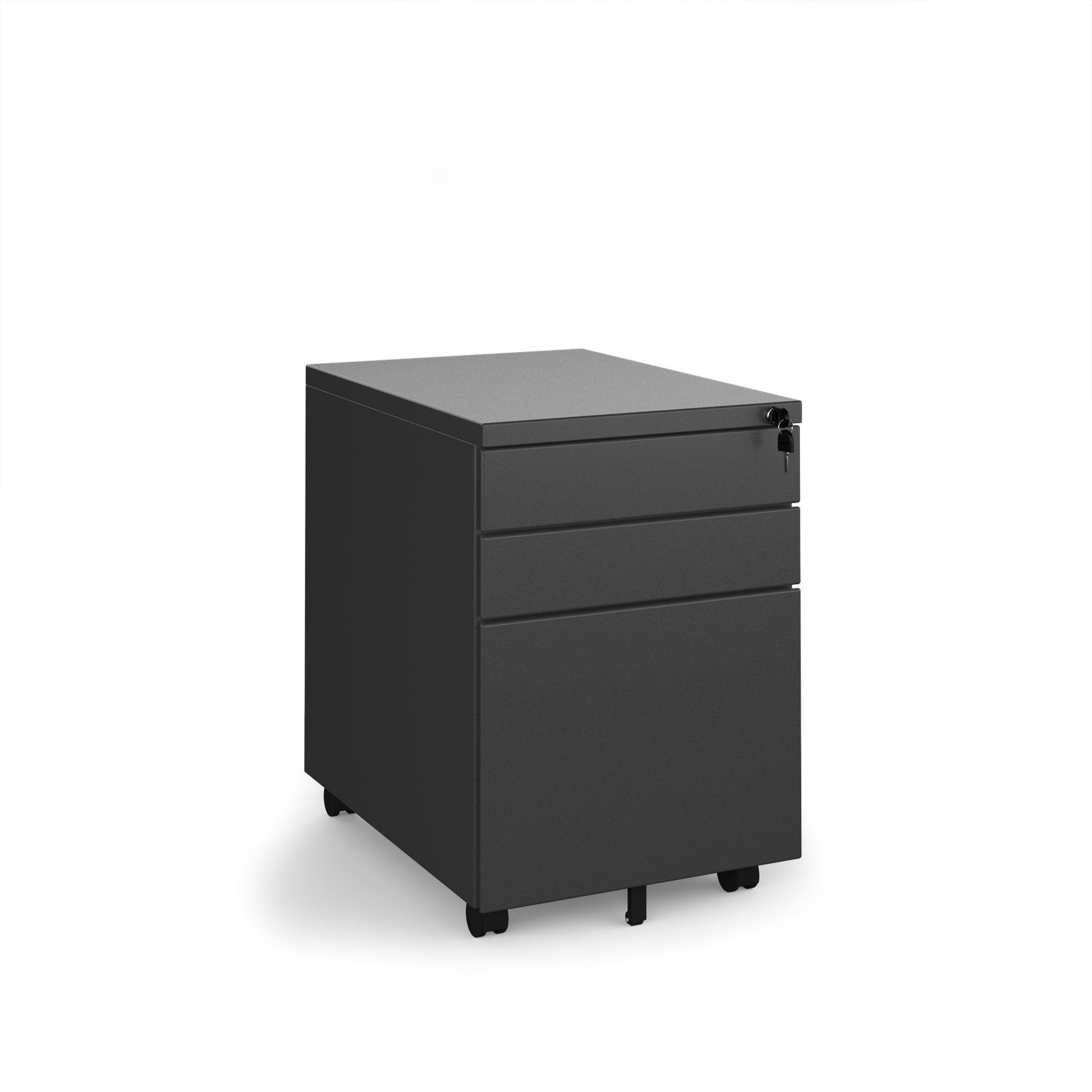 Steel 3 Drawer Wide Mobile Pedestal - Grey