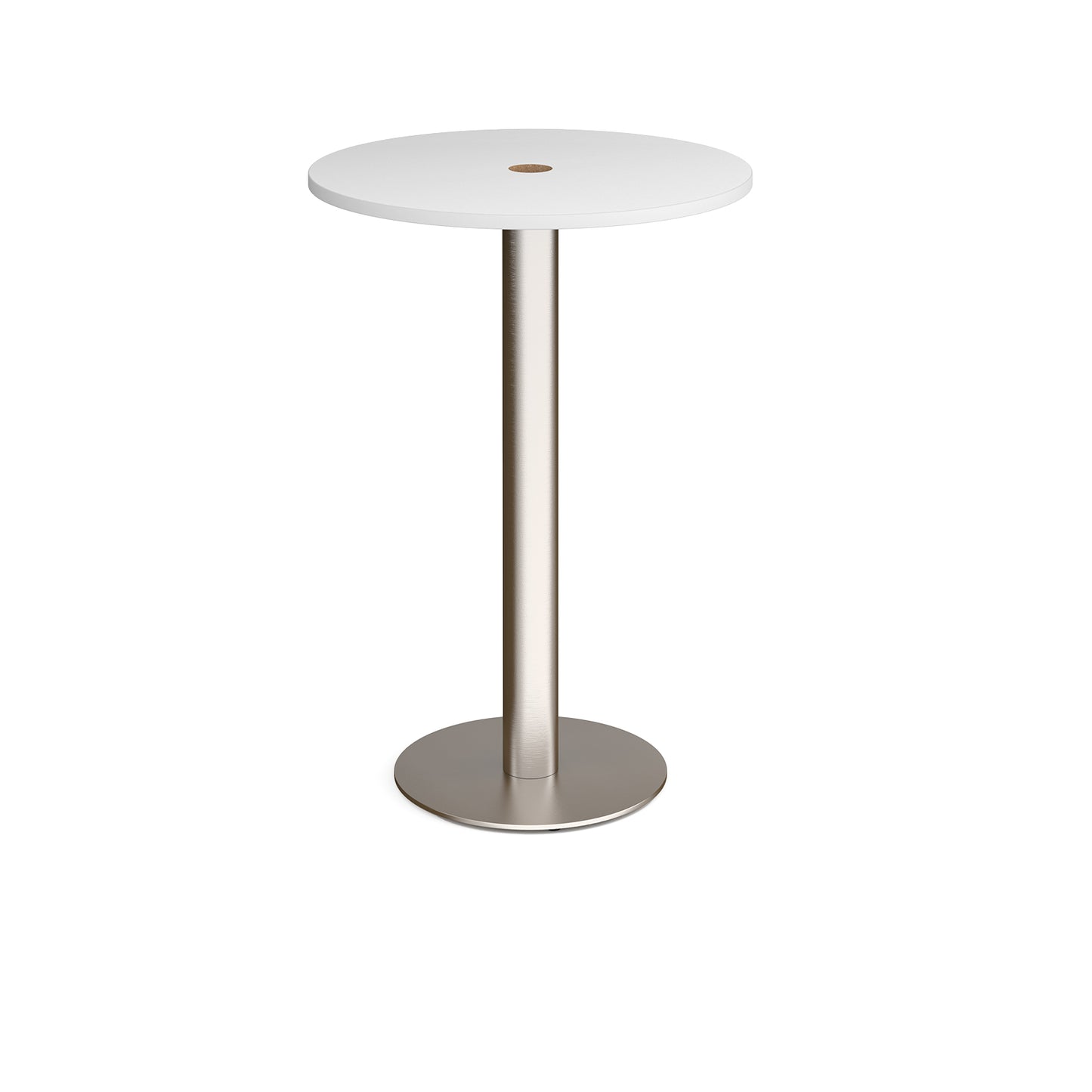 Monza circular power ready poseur table - MPC800-CO-BS-WH