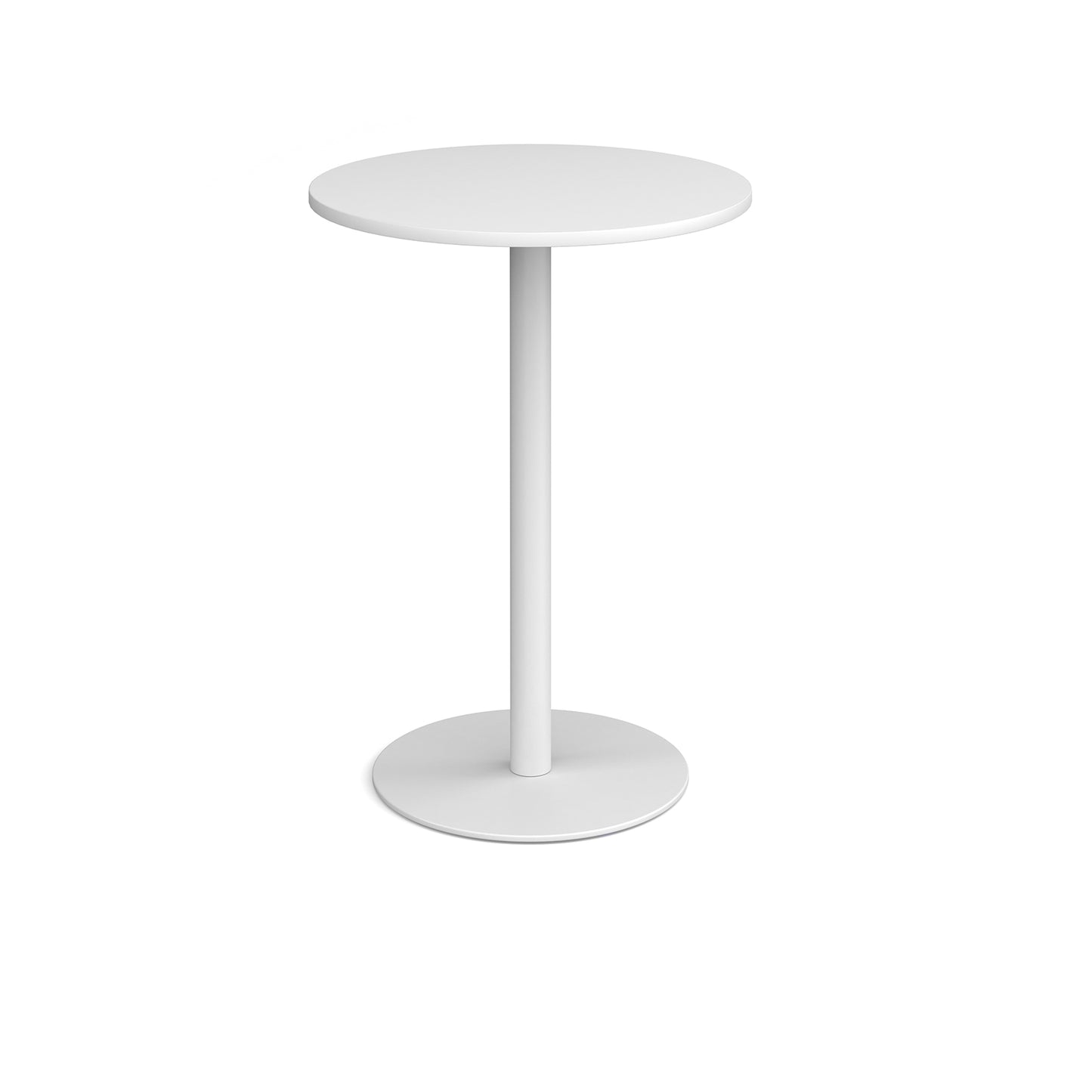 Monza circular poseur table with flat round base - MPC800-WH-WH