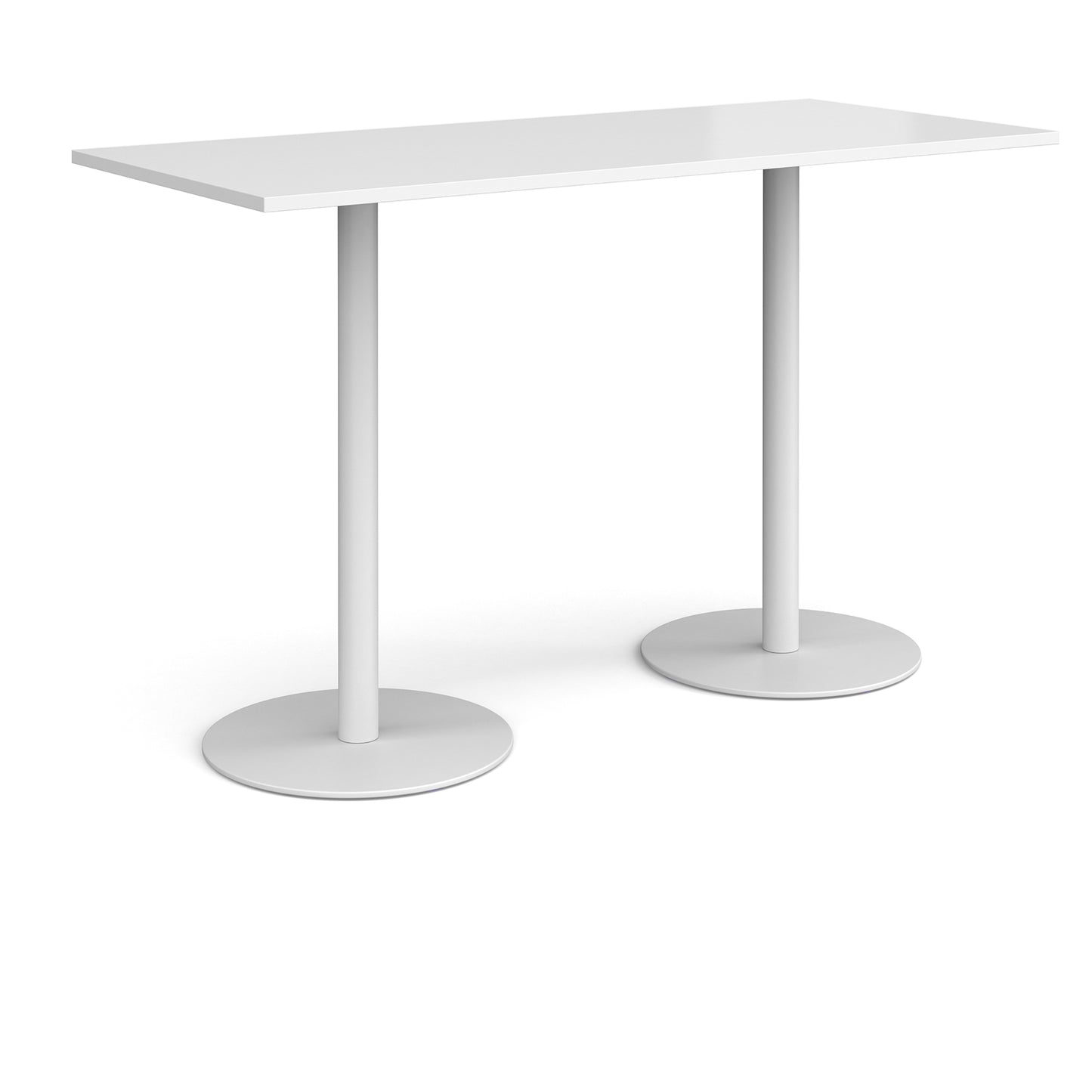 Monza rectangular poseur table with round bases - MPR1800-WH-WH