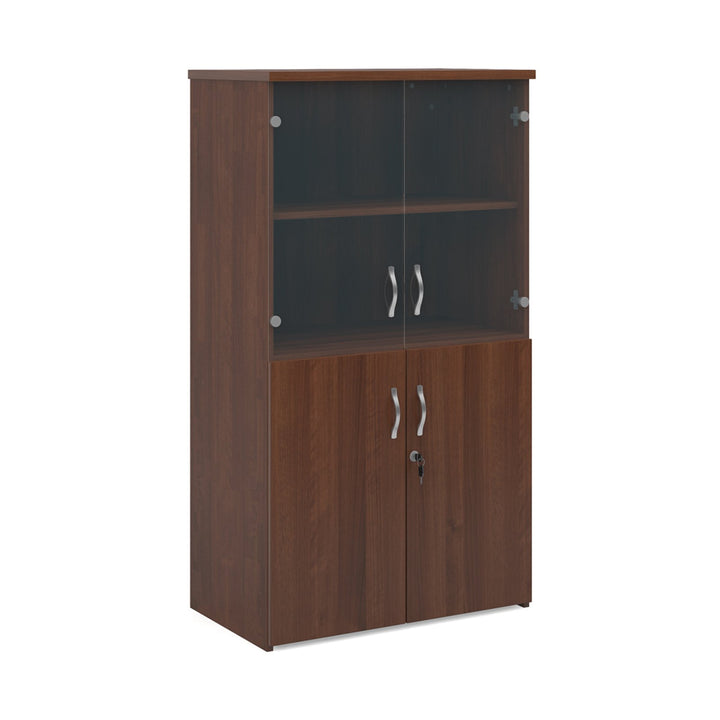 Universal Combination Unit With Glass Upper Doors - Walnut