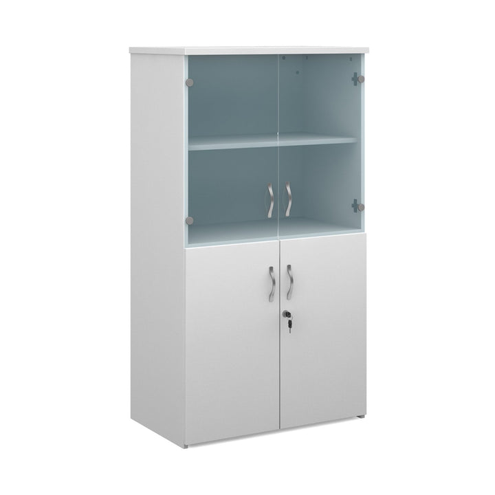 Universal Combination Unit With Glass Upper Doors - White