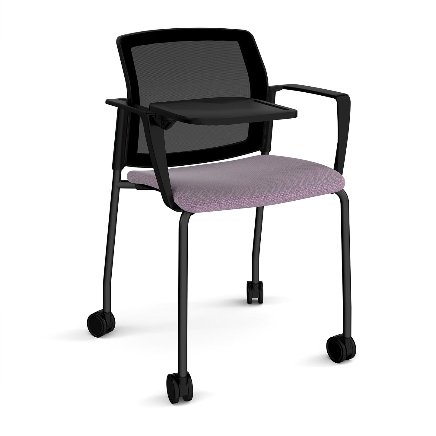 Santana 4 leg mobile chair with fabric seat and mesh back - SMB202-K