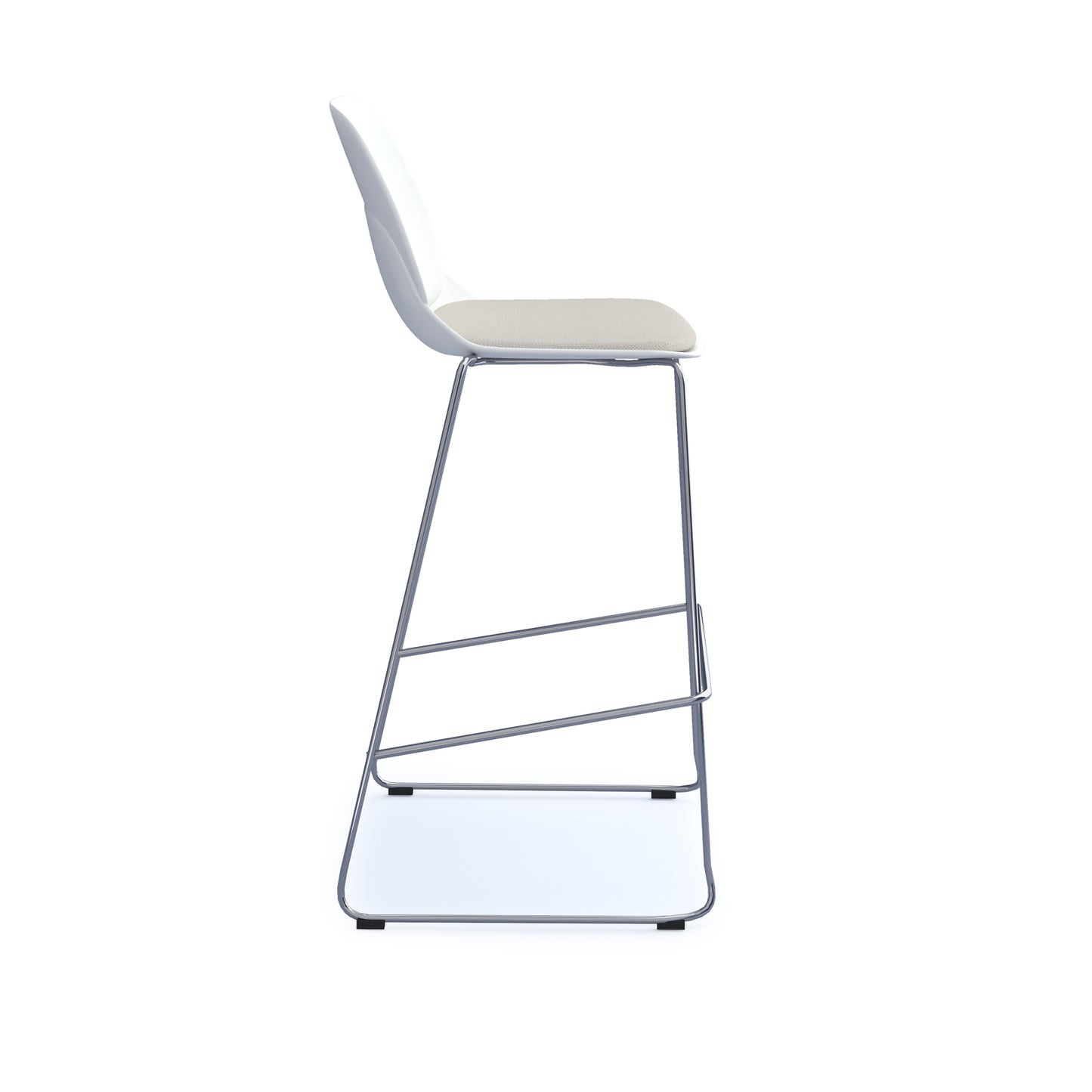 Strut stool with seat pad and chrome sled frame