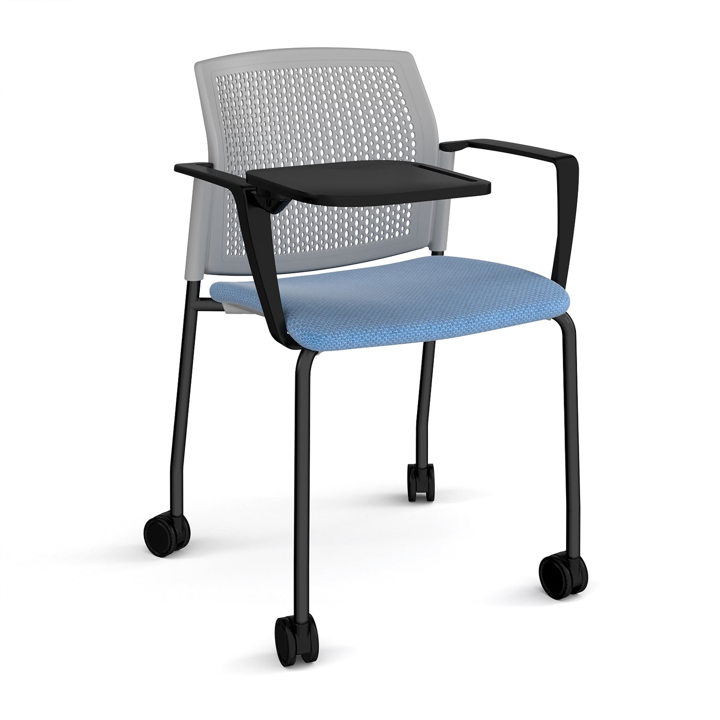 Santana 4 leg mobile chair with fabric seat and perforated back - SUP202-K-G