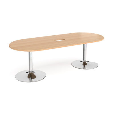 Trumpet base radial end power ready boardroom table - TB24-CO-C-B