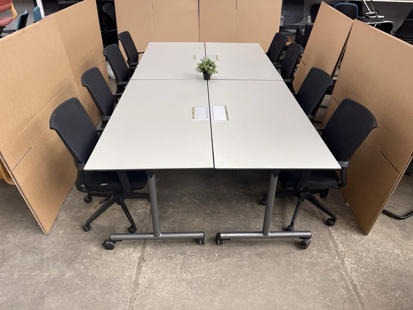 Executive Mobile Meeting Table With 8 X Adjustable Operator Chairs - Can Deliver