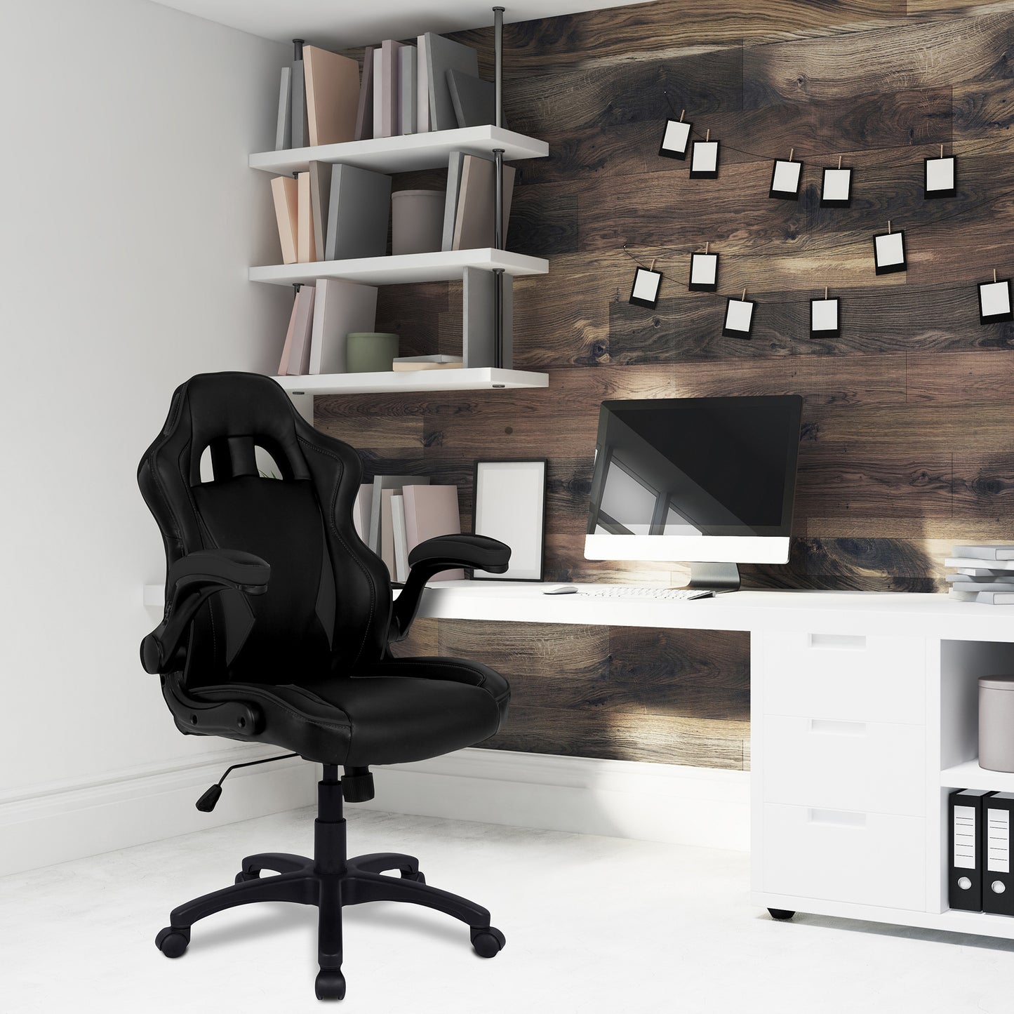 Predator Ergonomic Gaming Chair with Folding Arms and Lumbar Support